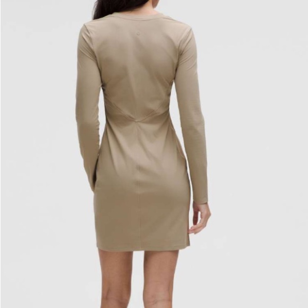 Lululemon All Aligned Ribbed Long-Sleeve Henley Dress Sheer Oak Size 6